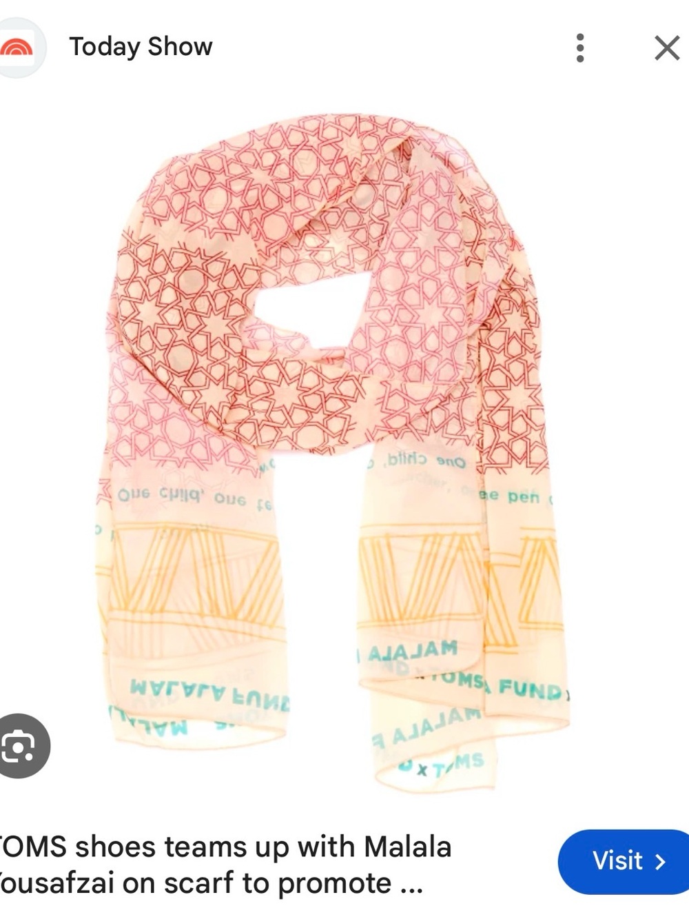 Toms Pink and Coral Geometric Lightweight Scarf